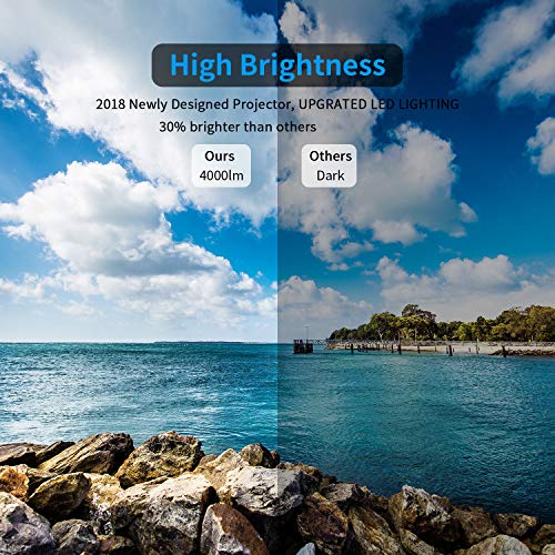 Projector, GBTIGER 4000 Lux LED Video Projector Full HD 1080P Supported Home Projector Compatiable with Fire TV Stick, PS4, HDMI, USB, VGA, AV for Movie Party and Game + HDMI Cable