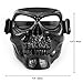 Ishowstore Motorbike Motorcycle Off-Road Riding Goggles Glasses With Skull Face Mask Open Face Helmet (Black skull with Transparent lens)