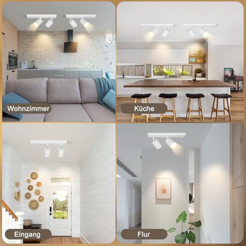 ZMH LED Ceiling Light White Ceiling Spotlight: GU10 Ceiling Light Spot 2 Flames 350° Rotating Ceiling Spotlight Modern Hallway Light Industrial Wall Spotlight Living Room Without Bulbs
