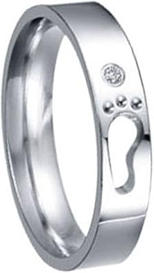 Jewelrywe Schmuck Edelstahl Damen Ring Mit Einem Fussabdruck Footprint Partnerringe Verlobungsringe Hochzeitsband Silber Grosse 49 Amazon De Schmuck