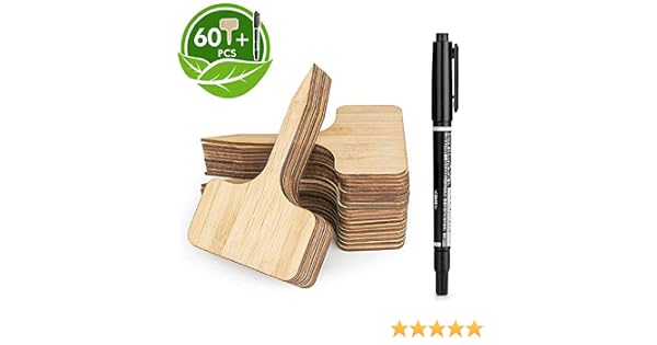 HIRALIY 60 Piezas Etiquetas de Plantas de bambú (6 x 10 cm) con ...