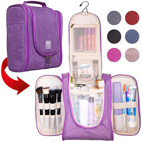 Boacay Premium Hanging Travel Toiletry Bag for Women and Men | Hygiene Bag | Bathroom and Shower Organizer Kit with Elastic Band Holders for Toiletries, Cosmetics, Makeup, Brushes - Thumbnail 7