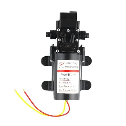 0Miaxudh Wasserpumpe, DC 12V 60W 4L / Min Hochdruckmembran Wasser Selbstansaugende Pumpenausrüstung Black