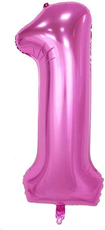 Number 1 Balloons (40 INCH) Pink Girls 1st Birthday Party Balloons Aluminum Mylar Balloon for Wedding Anniversary Baby Bridal Shower Decorations BA01PK