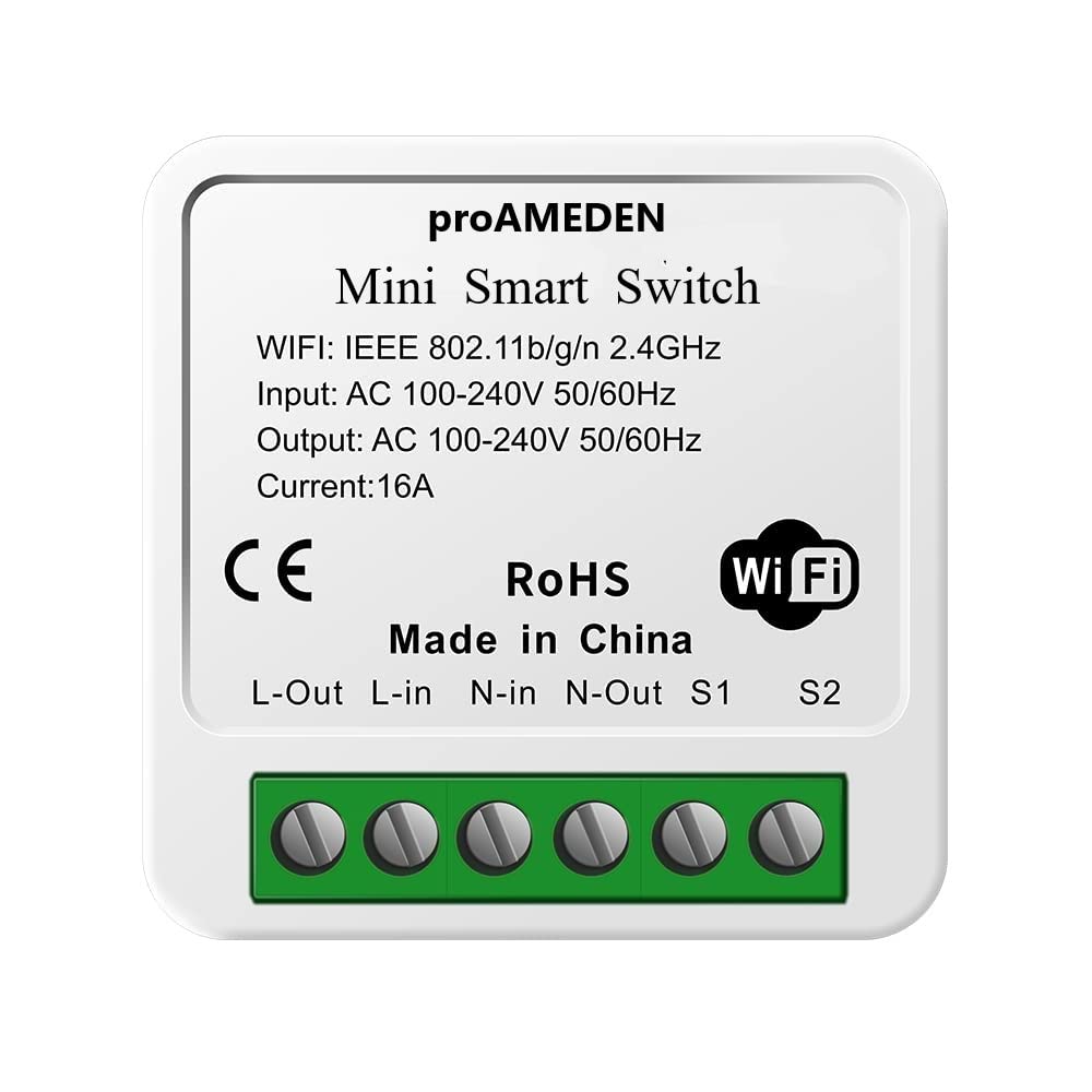 proAMEDEN Smart Wifi Switch Apple HomeKit 16A [1/one], Mini Smart Wifi Switch, Module, CozyLife App Works with Siri Voice Control, Compatible with Alexa, Google Home.