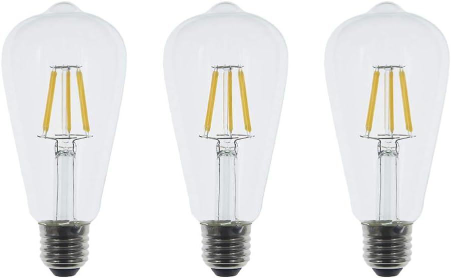 ZFQ 3-Pack Vintage LED Edison Bulbs 6W Equivalent 60 Watt LED Filament Light Bulb 600 Lumen 2700K Warm White ST64 Antique E27 Base for Decoration AC 220-240V