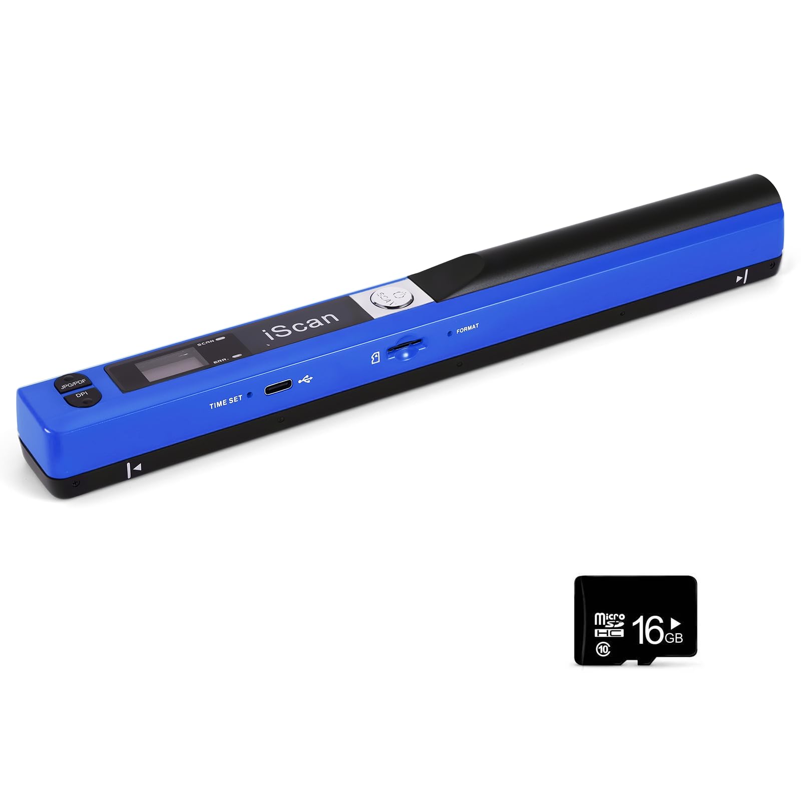 Photo 1 of AOZBZ Portable Document Scanner - 900DPI Handheld Portable Scanner Image Scanner Scanning Wand A4 Colour Photo Mobile Scanners Handy Scan, JPG/PDF Format, with 16G SD Card (Blue)