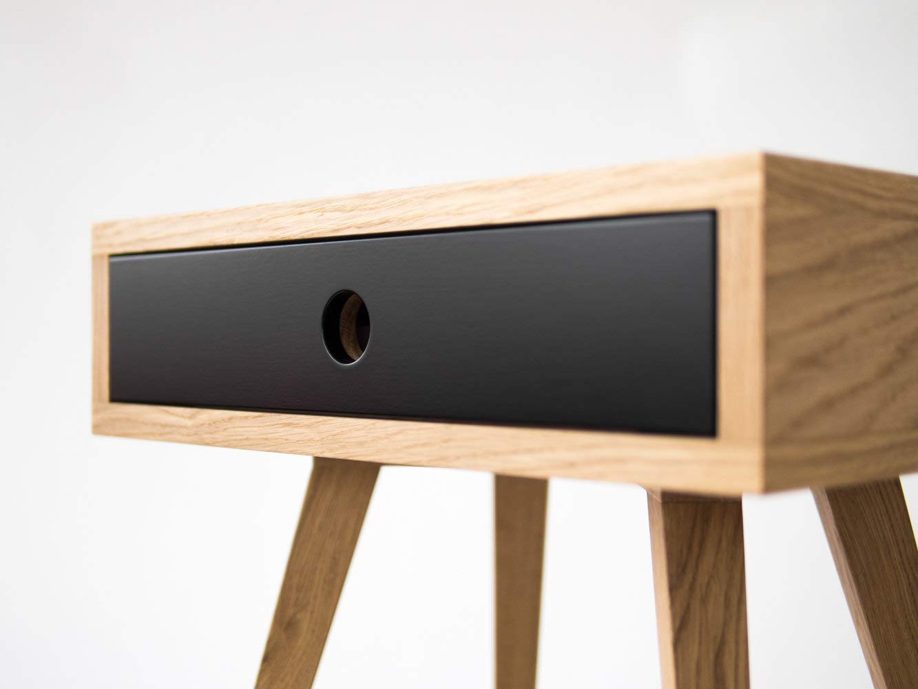 Mid Century Modern Nightstand Bedside Table End Table With White Drawer Made Of Oak Wood Amazon Co Uk Handmade