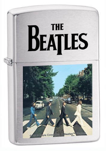 Zippo Brush Chrome The Beatles Lighter (Silver, 5 1/2x 3 1/2-Cm)