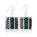 Chuvora 925 Sterling Silver Hand Blown Glass Multi-Colored Blue Square Dangle Earrings, Blue Orange White Black