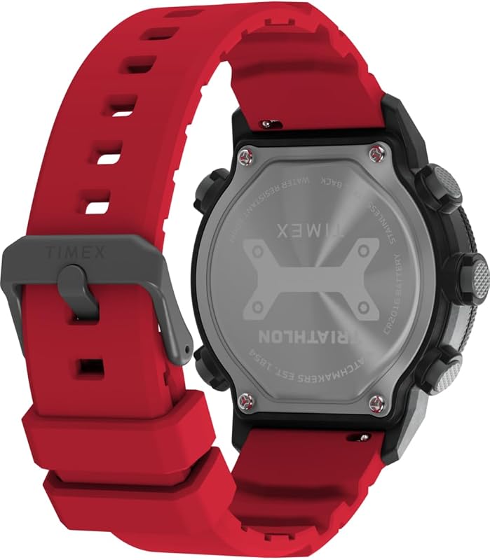 Triathlon 200 Lap TW5M67000 - Orologio da uomo da 44 mm, cinturino in silicone nero con display digitale