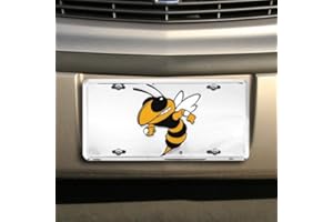 FOOTBALL FANATICS Georgia Tech Yellow Jackets Silver Super Stock Metal License Plate