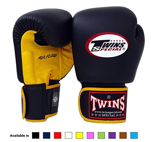 Twins Special Muay Thai Boxing gloves (Air Flow - Yellow/Black, 12 oz)