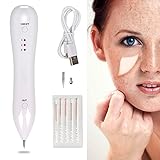Mole Wart Spot Removal Pen, Electric Body Facial Skin Freckle Dot Blemish Skin Tag Remover Home Kit, Portable USB Chargeable Beauty Pen (White)