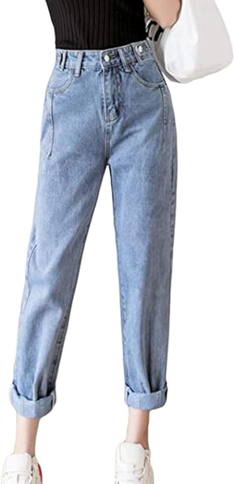 Taishan レディース ジーンズ 夏 ハレムパンツ デニムパンツ ファッション ビジネス 無地 ハイウエスト 着痩せ レディース 夏 ジーンズ 通学 ジーンズ 通販 Amazon