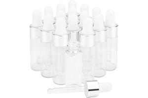 WRESTY 15 Pcs Clear Glass Dropper Bottles Essential Oil Bottles Refill Sample Vials Aromatherapy Perfume Liquid Glass Bottles With Eye Dropper&Silver Lids (5ml)