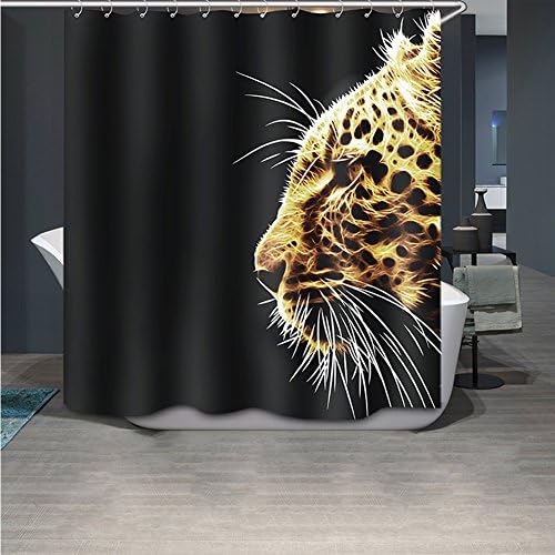 3D Shower Curtain and Bath Mat Set, Waterproof Polyester Individuality Bathroom Shower Curtain(71 x 71 inch) (Leopard)