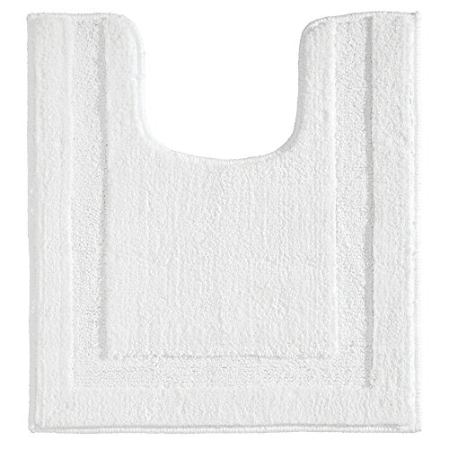 mDesign mDesign Soft Microfiber Polyester Bathroom Spa Rug Set - Water Absorbent, Machine Washable – Includes Plush Non-Slip Rectangular Accent Rug, Contour Mat, Toilet Lid Cover- Set of 3, Pure White - Thumbnail 3