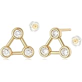 MYEARS Women Trio Earrings Gold Flower Stud Three-stone 14K Small Simple Hypoallergenic Everyday Jewelry