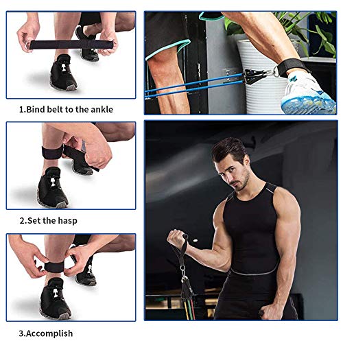 LOBKIN 11 Pack Resistance Exercise Bands Set,Including 5 Stackable Exercise Bands with Door Anchor,2 Foam Handle,2 Metal Foot Ring and Carrying Case for Home Fitness, Stretching, Strength Training