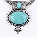 QIYUN.Z Women Girl Lady Girl Turquoise Oval Shape Charming Necklace Earrings Chain Set