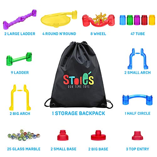Stoie's Marble Run Set - 109 Full Pieces - Marble Maze Race Track Game for Kids 4, 5, 6 Years Old - STEM Building Toy for Boys and Girls
