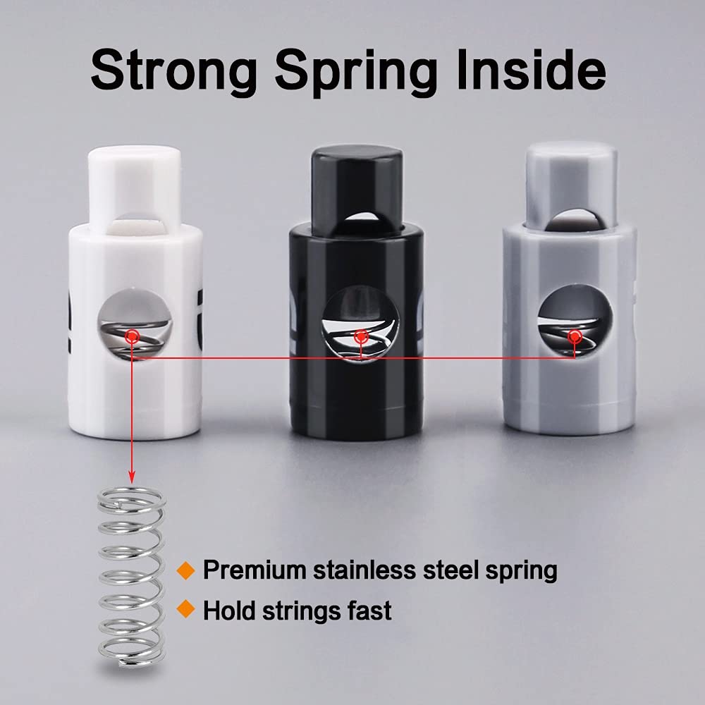 Heavy Duty Cord Locks - Single Hole Drawstring Stopper Fastener for No Tie Shoelaces and More