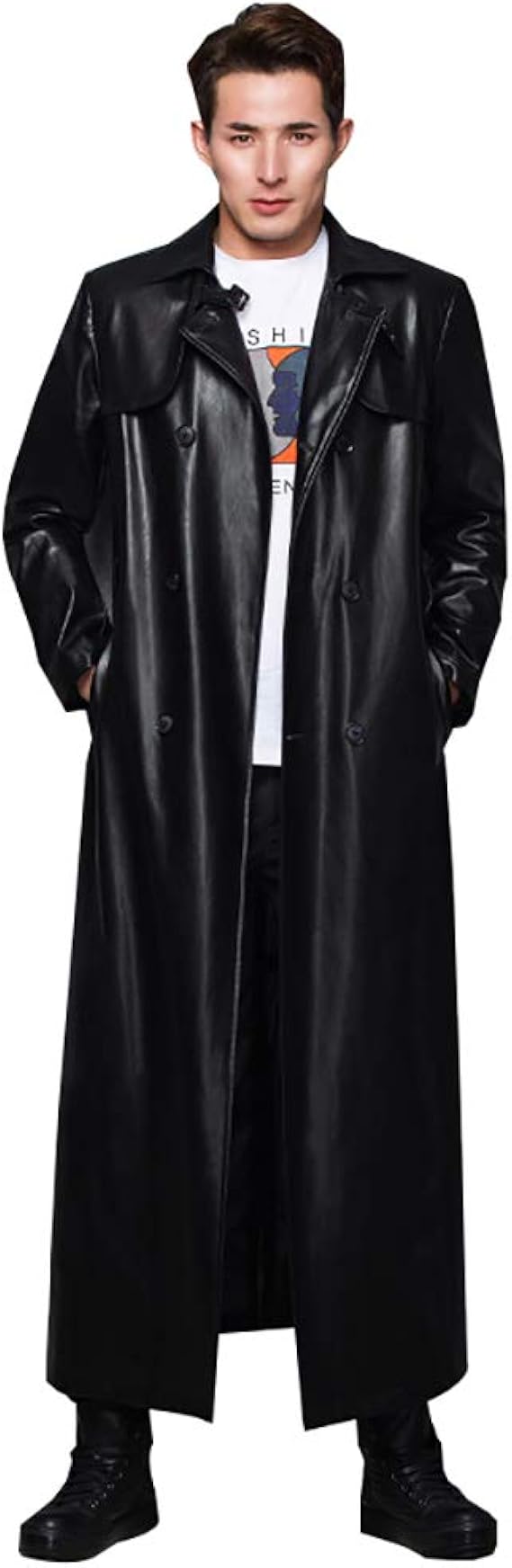 Amazon Imivio メンズ アウター 超ロングレザーコート 秋冬コート トレンチコート レザートレンチコート アウターコート ロングコート レザージャケット ロング丈 Xxxxl コート ジャケット 通販