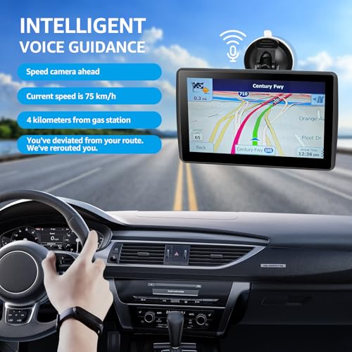 7'' GPS Navigator for Car Truck RV - 2026 North America Maps Free Lifetime Updates, Touchscreen Navigation System, Speed & Red Light Warning, Turn-by-Turn Voice Guidance, for All Cars