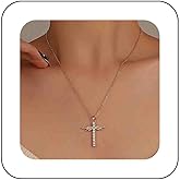 Iaceble Vintage Paved Cross Necklace Choker Angel Wing Necklace Faith Cross Pendant Necklace Boho Crystal Cross Necklace Chain Jewelry for Women