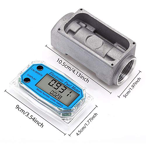 Digital Turbine Flow Meter,1″ Digital LCD Display with NPT Counter Gas Oil Fuel Flowmeter,Pump Flow Meter,Diesel Fuel Flow Meter for Measure Diesel, Kerosene, Gasoline