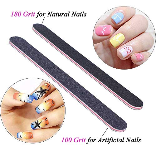 100 Packs Nail Files Nail Buffering File Professional Double Sided Nail Files Emery Board 100/