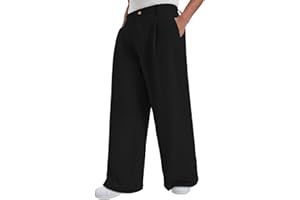 Susclude Mens Baggy Linen Dress Pants Wide Leg Pleated Stylish Cotton Casual Slacks Lightweight Street Oversized Trousers