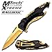M Tech Tactical Folding Knife Gold Titanium Coating Stainless Steel Blade Knife