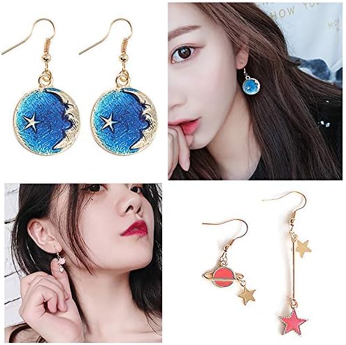 MUZHE Sapphire Blue Earth and Moon Planet Earring