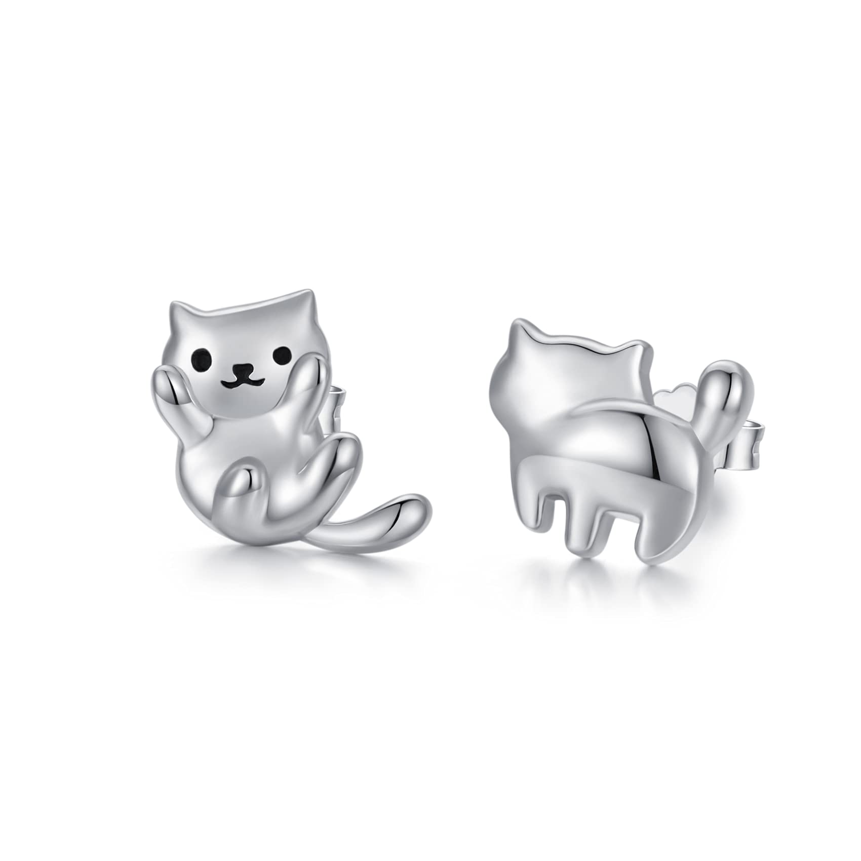 Cat Earrings 925 Sterling Silver Hypoallergenic Cute Animal Stud Earrings Cat Jewellery Gifts for Women Girls