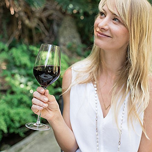 Hand Blown Crystal Wine Glasses - Bella Vino Standard Red/White Wine Glass Made from 100% Lead Free Premium Crystal Glass, Perfect for Any Occasion, Great Gift, Set of 2, Clear