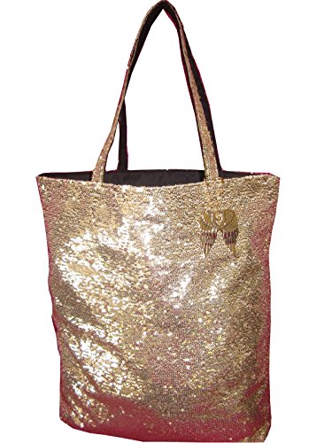 Victoria's Secret HEAVENLY Wings Charm Gold Sequin Tote Bag
