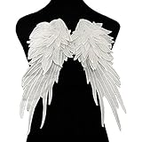 Shevalues 1 Pair Off-white Angle Wing Embroidery Floral Neckline Lace Collar Applique White Lace Trim DIY Craft