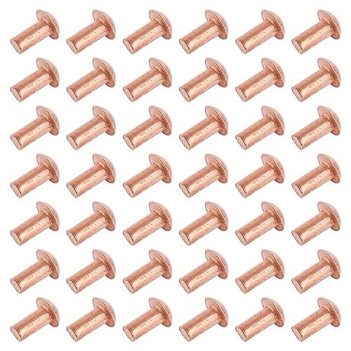 Aicosineg 200pcs 0.20" Length Copper Solid Rivets