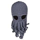 Vbiger Beard Hat Beanie Hat Knit Hat Winter Warm Octopus Hat Windproof Funny for Men & Women, Grey, One Size