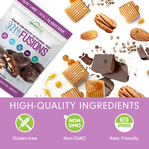 Keto Dark Chocolate Salted Caramel and Pecan Skinny Fusions by Natures