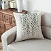 YeeJu Set of 4 Green Plant Throw Pillow Covers Decorative Cotton Linen Square Outdoor Cushion Cover Sofa Home Pillow Covers 16x16 Inch