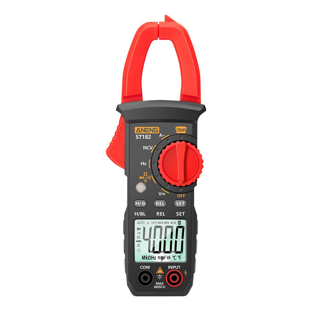 ST182 pro 4000 Counts Digital AC Current Clamp Meter 400A Automatic Range Multimeter with Backlight Voltage Meter Clamp Gauge NCV Test Clamp Ammeter Universal Meter Tester Measuring Temperature