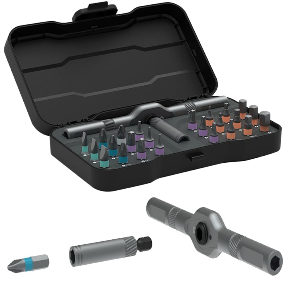 Photo 1 of 24 in 1 Magnetic Ratchet Screwdriver Set, Magnetic Precision Bits with Detachable Handle & Case, Multi-Function Repair Tool with Reversible High Torque Drive Handle for DIY, PC, Auto & Home Repair