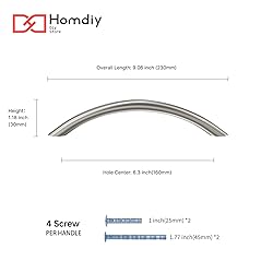 homdiy 20 Pack 6-1/4 Inch Brushed Nickel Cabinet