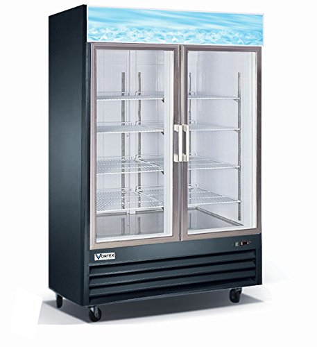 Vortex Refrigeration Commercial 2 Glass Door Black Merchandiser Refrigerator - 45 Cu. Ft.