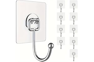 60pcs Heavy Duty Adhesive Wall Hooks - Metal & Waterproof, Rust-Proof, No Drilling Required, Non-Marking, Multi-Purpose Stora