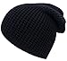 Simplicity Men/Women's Solid Thick Knit Slouchy Ski Skull Cap,Black Beanie