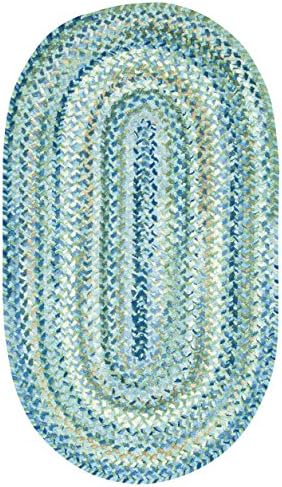 Capel Rugs Ocracoke Oval Braided Area Rug, 2' x 3', Light Blue
